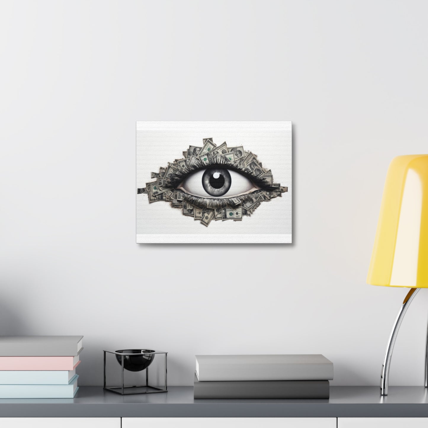 Esoteric Drawing, Money Dollar Currency Art Print 'Designed by AI' on Satin Canvas