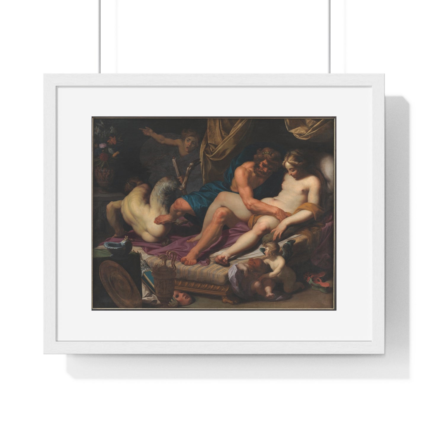 Hercules Kicking Faunus out of Omfale's Bed (1607) by Abraham Janssens, from the Original, Framed Art Print