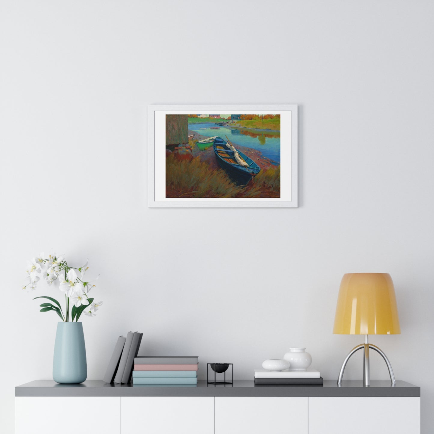 Boats at Rest (circa 1895) by Arthur Wesley Dow, from the Original, Framed Print