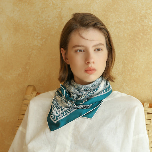 Heritage Grace Silk Scarf, 90cm Hand-Rolled Women's Head Scarf
