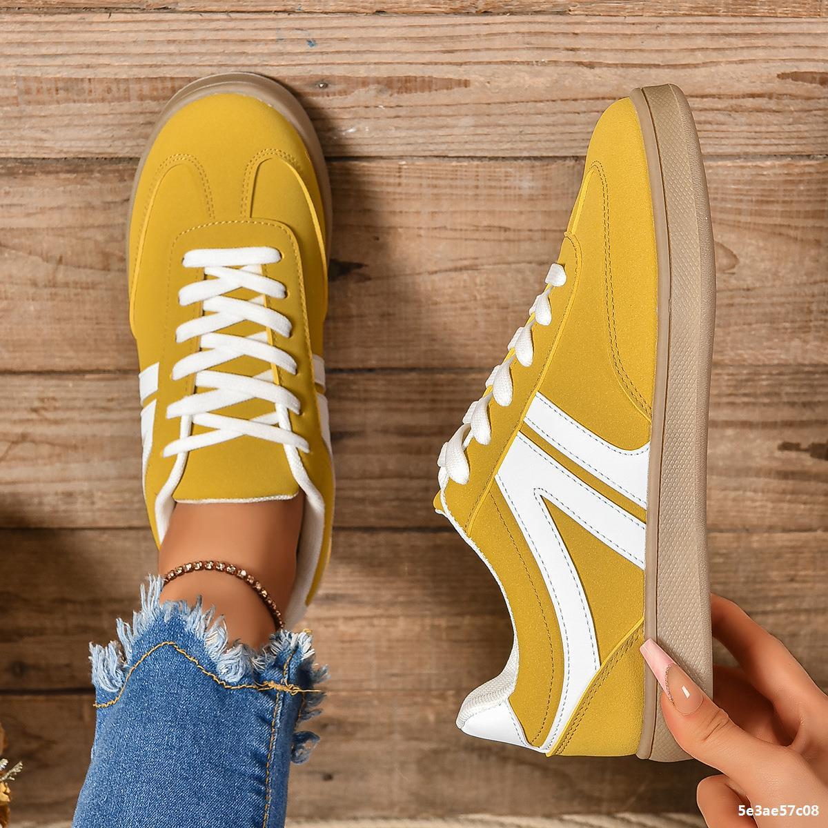 Lace-Up Round Toe Sneakers, Fashion Sports Slip-On Casual Flats