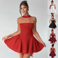 Vireous Tube Top Bandeau Mini Dress with Back Zipper, Party Dress