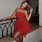 Vireous Tube Top Bandeau Mini Dress with Back Zipper, Party Dress