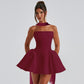 Vireous Tube Top Bandeau Mini Dress with Back Zipper, Party Dress