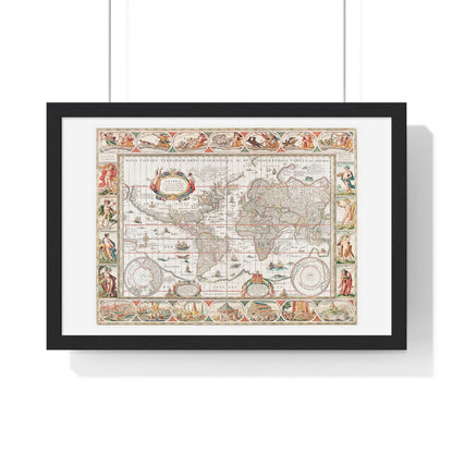 Map of the World 'Nova Totius Terrarum Orbis Geographica ac Hydrographica' (1635–1650) by Guiljelmo Blaeu, from the Original, Framed Art Print