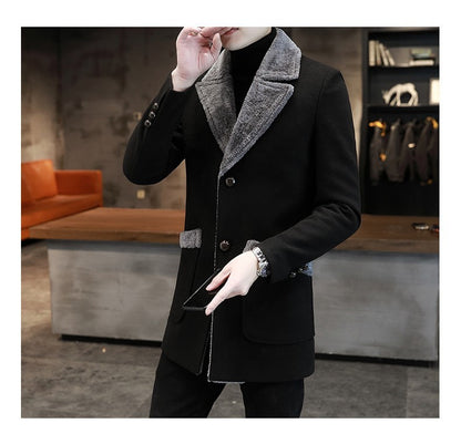 Men's Faux Fur and Chenille Thick Overcoat