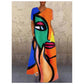 Art Portrait Printed, Art Lover V-Neck Stretch Dress, Plus SIzes