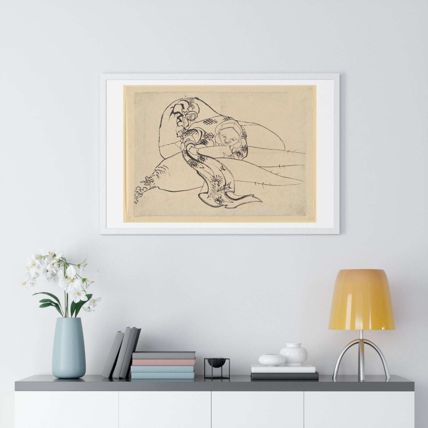 Daikoku 'God of Luck' with Radish by Katsushika Hokusai from the Original, Framed Art Print