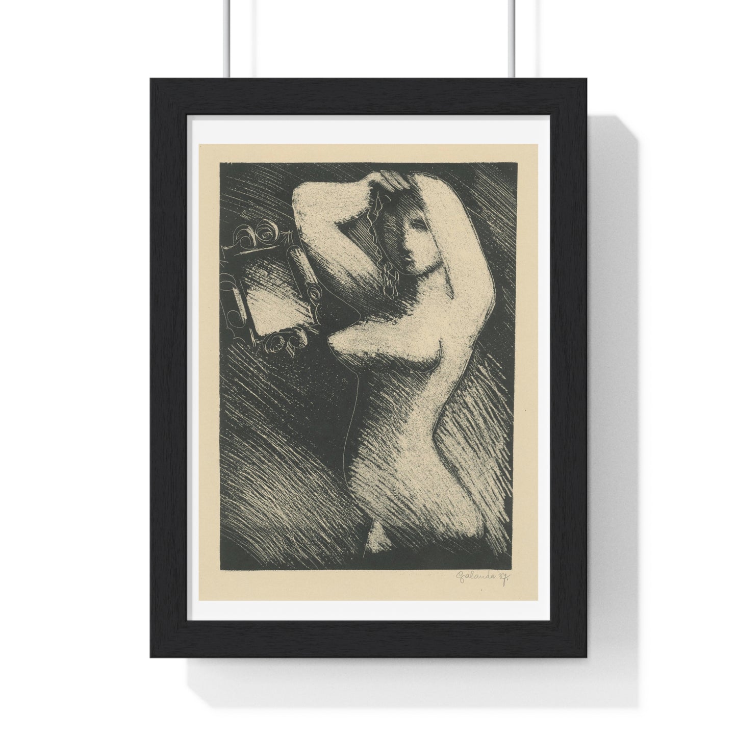 Woman in Front of the Mirror (1937) by Mikuláš Galanda, from the Original, Framed Art Print