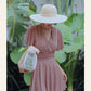 Vireous Elegant Gathered Resortwear Swimming Dress with Under Shorts