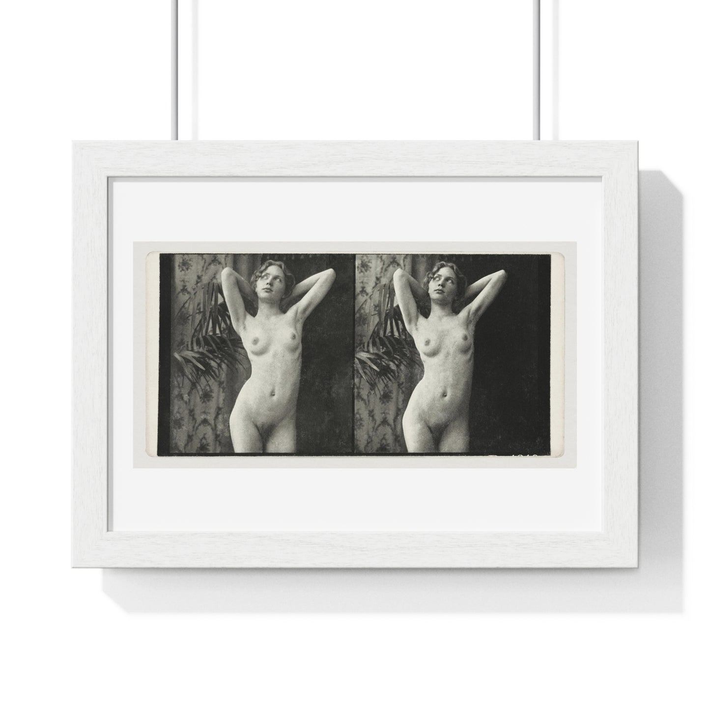 Portrait of a Naked Woman (1873–1910) Vintage Black & White Photography from the Original, Framed Art Print