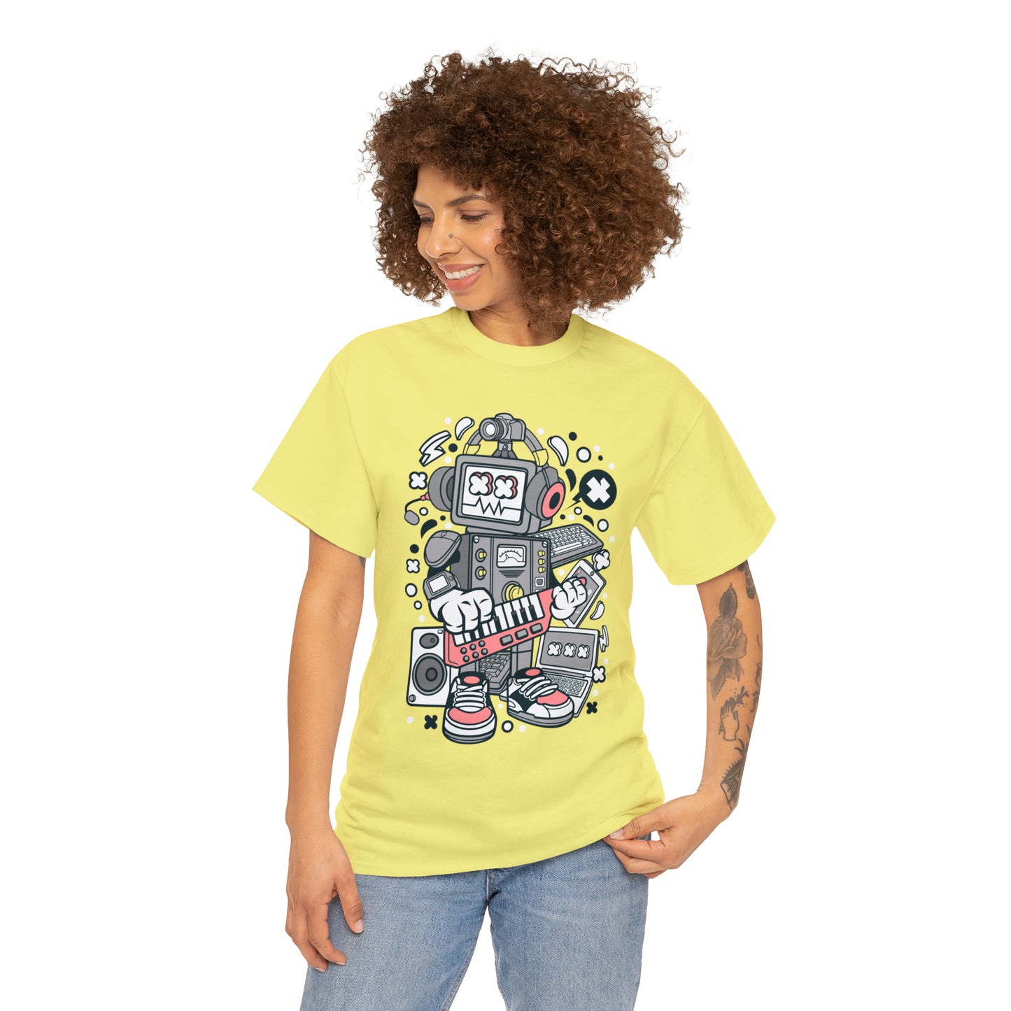 Robot Music Machine Cartoon T-Shirt