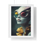 Blue Reptilian Alien, Magazine Poster Art 'Designed by AI' Framed Print