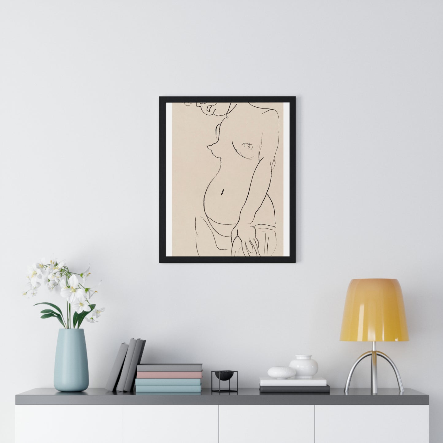 Nude Three Quarters, Part of Head Cropped (1913) by Henri Matisse from the Original, Framed Art Print