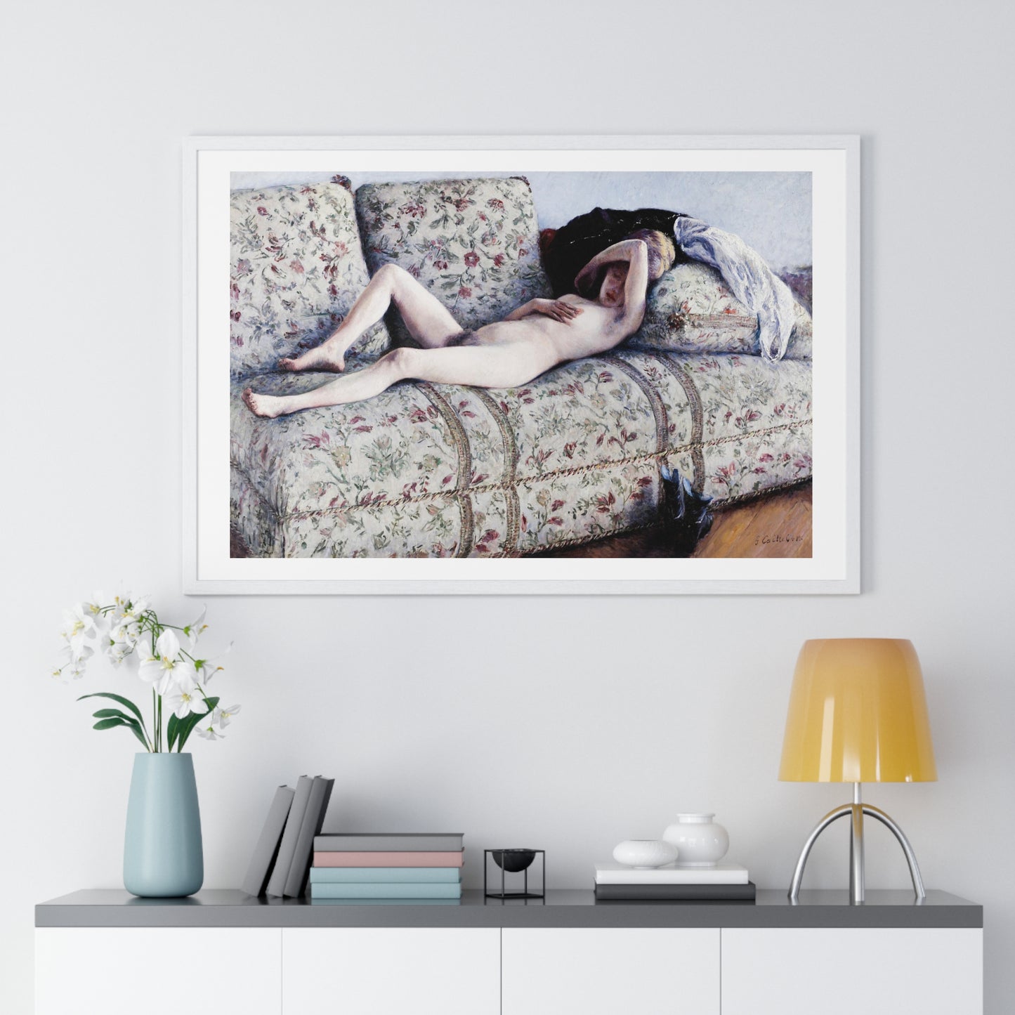 Nude on a Couch (circa 1880) by Gustave Caillebotte, from the Original, Framed Art Print