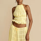 Vireous Two-Piece Ruffled Women's Summer Halter Dress