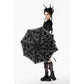Dark in Love Belladonna Embroidered Folding Parasol in Black