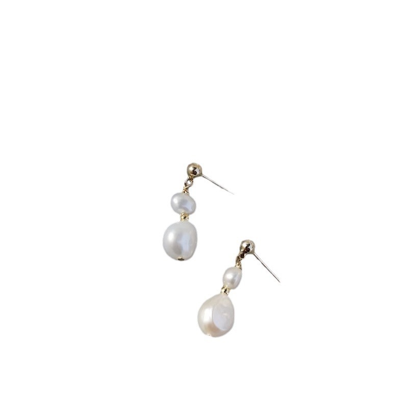 High Quality Natural Baroque Pearl Eardrops, 925 Sterling Silver