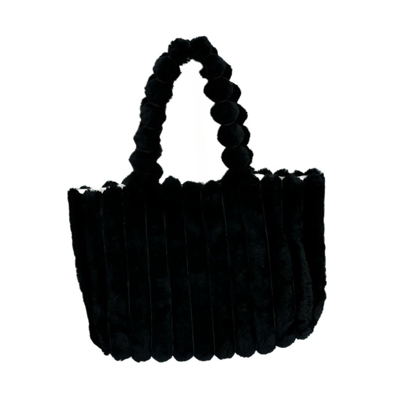 Vireous Block Colour All-Matching Fur Handbag