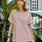 Women's Short-Sleeve Cotton and Linen Top