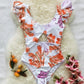 Vireous Ruffle One-Piece Swimsuit with Matching Lightweight Maxi Dress