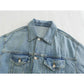 Retro Collar Women's Denim Jacket Coat Set With Pants