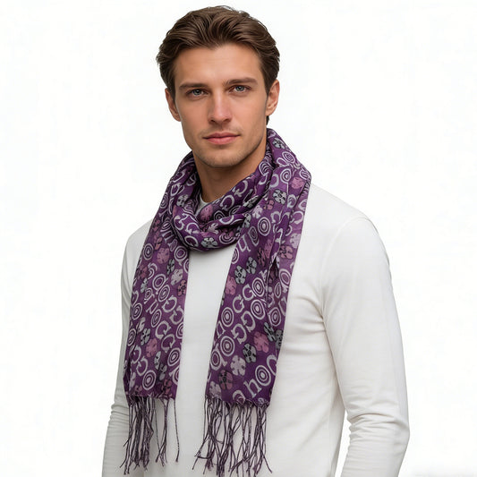 Purple Flowy Boho Watercolour-Inspired Evening Scarf, Unisex