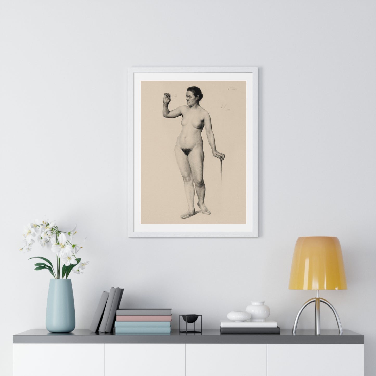 Female Nude Holding a Clove (1888) by Edwin Wallace Fillmore from the Original, Framed Art Print