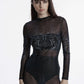 Punk Rave Eluana Cybergoth Print Mesh Long Sleeve Top