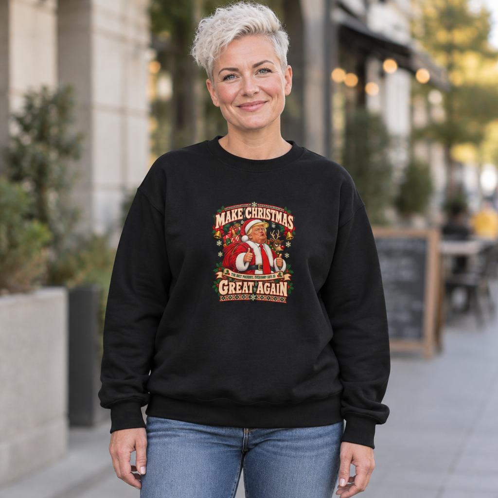 Funny Adult Christmas Jumpers: 'Make Christmas Great Again' Santa Crewneck