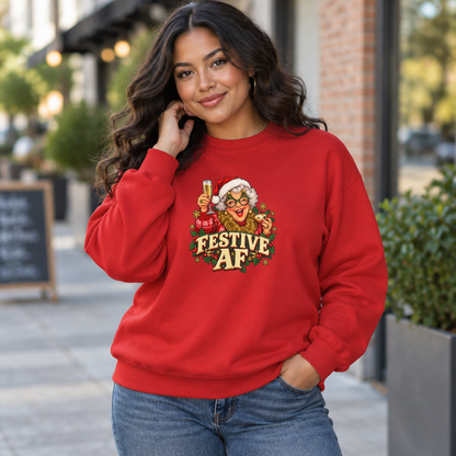 Funny Adult Chsristmas Jumpers: 'Festive AF' Christmas Crewneck