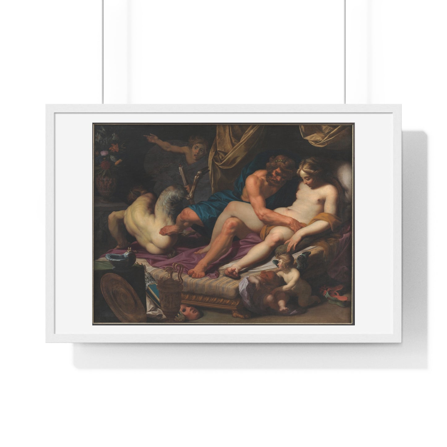 Hercules Kicking Faunus out of Omfale's Bed (1607) by Abraham Janssens, from the Original, Framed Art Print