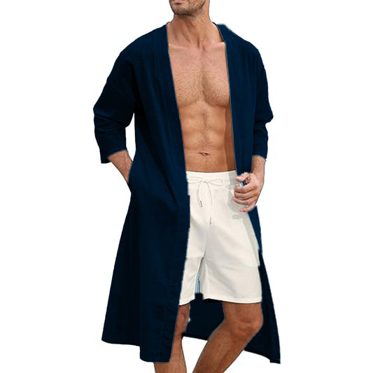 Fine-Weave Men's Casual Gown Shirt, Summer Resortwear, Teenager Sizes