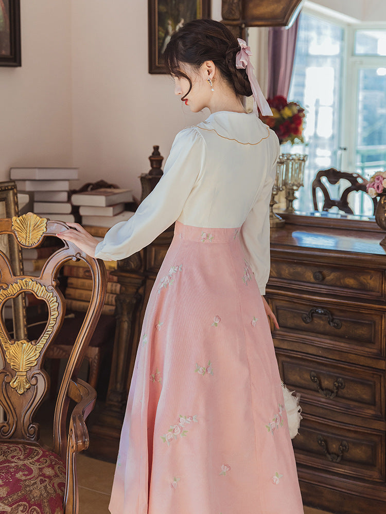 Vireous Retro French Romantic Pastoral-Style Dress