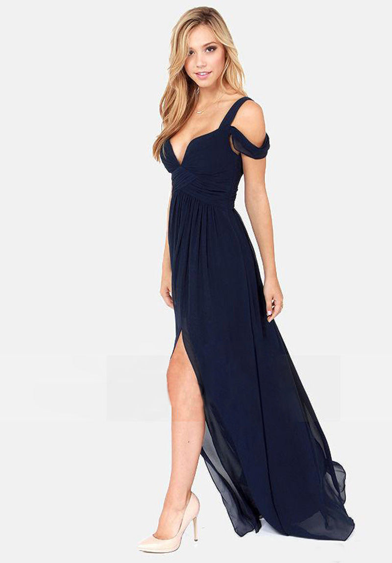 Vireous Long Elegant Greek-Style Pleated Dress, Bridesmaid Dress