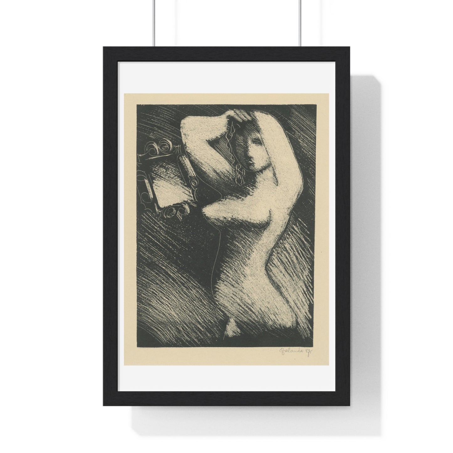 Woman in Front of the Mirror (1937) by Mikuláš Galanda, from the Original, Framed Art Print