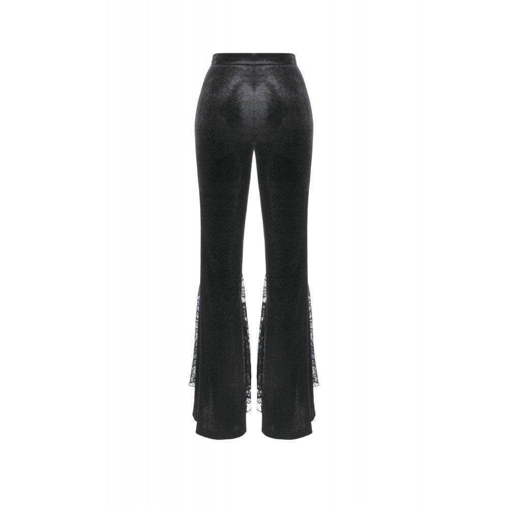 Dark in Love Erzebeth Velvet Lace Flare Trousers in Black