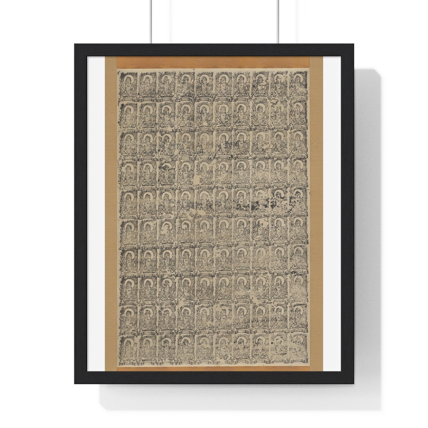 Stamped Images of the Wisdom King Fudō (Acala), Antique Japanese Scroll, from the Original, Framed Art Print