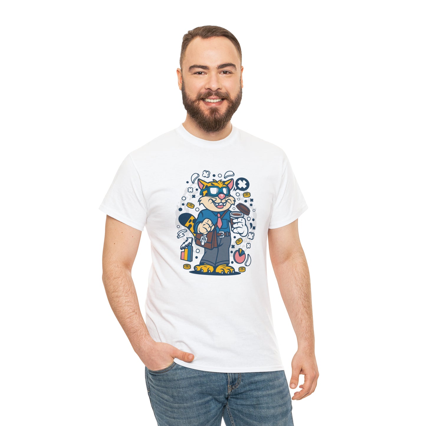 Leopard Businessman Cartoon T-Shirt