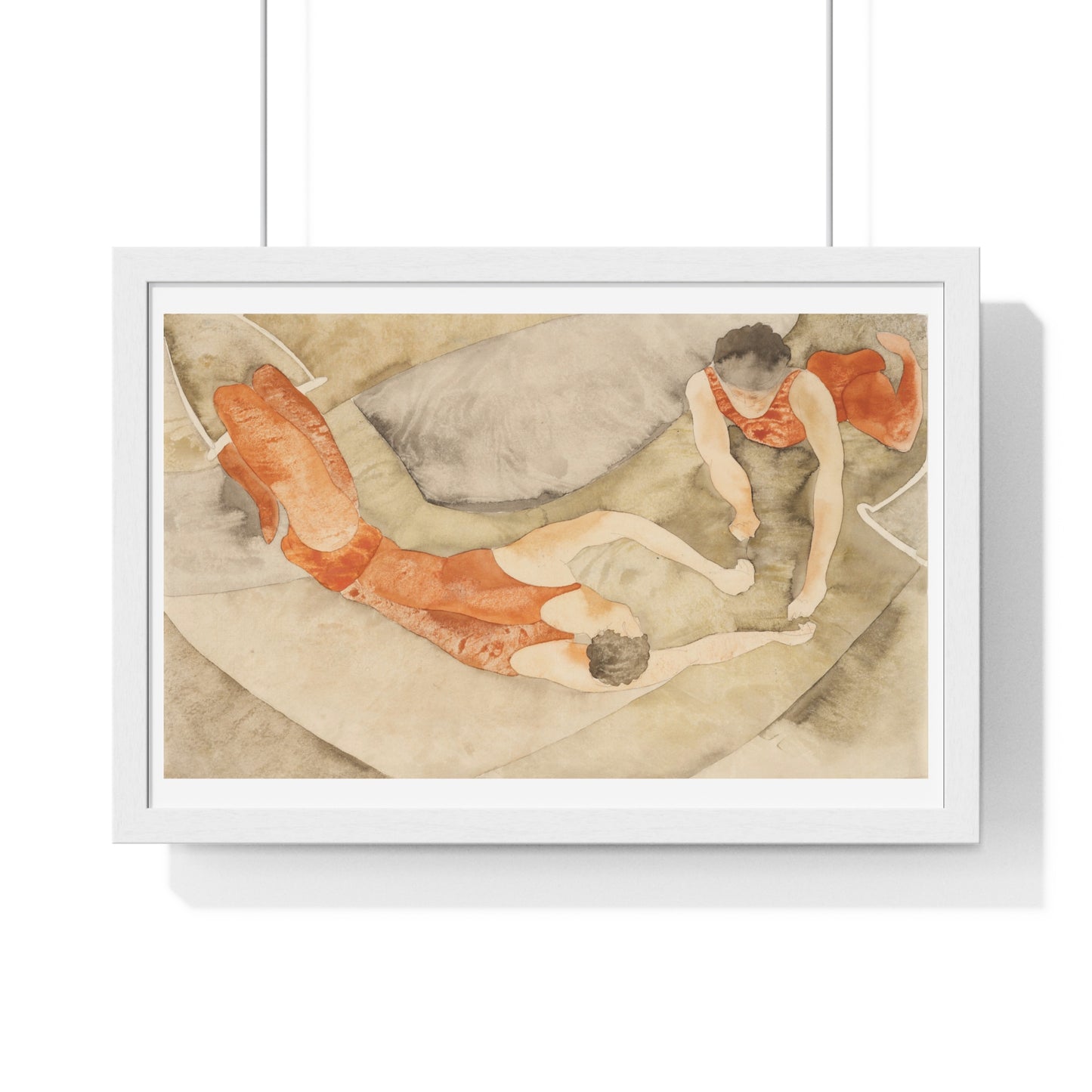 Two Trapeze Performers in Red by Charles Demuth (circa 1917) from the Original, Framed Art Print