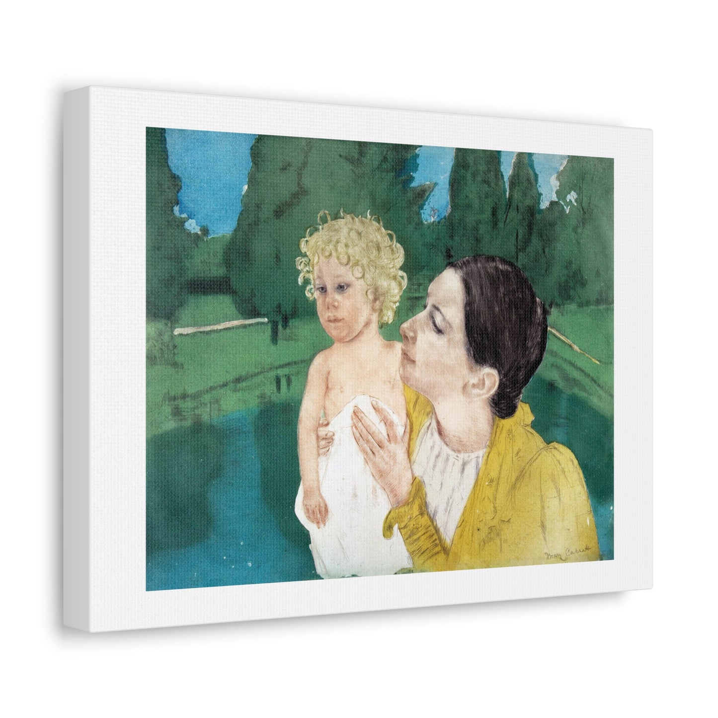 By the Pond (circa 1896) by Mary Cassatt, Canvas Art Print from the Original