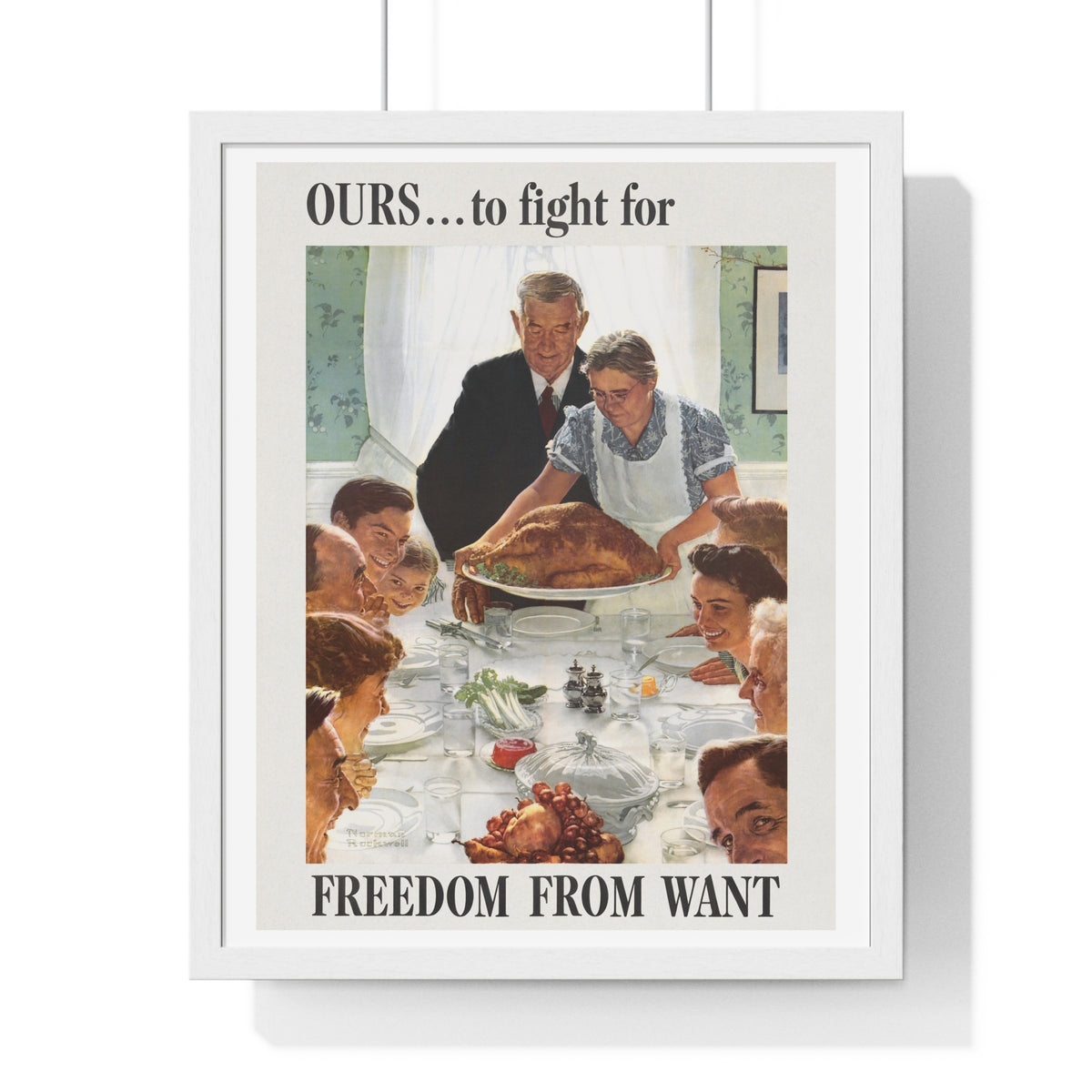 Ours to Fight For, Freedom From Want, Vintage Thanksgiving Illustration by Norman Rockwell, Framed Print