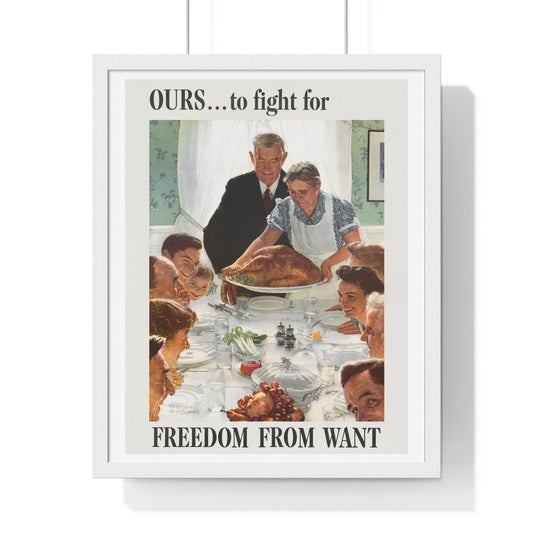 Ours to Fight For, Freedom From Want, Vintage Thanksgiving Illustration by Norman Rockwell, Framed Print