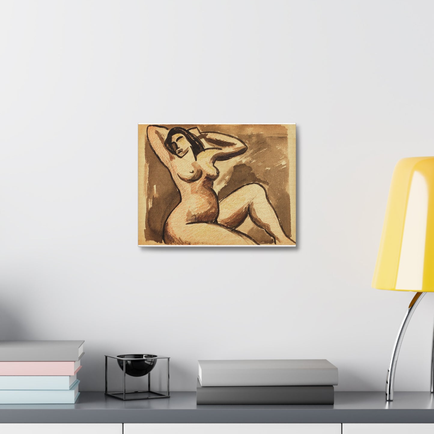 Female Nude Seated by Carl Newman Art Print on Satin Canvas, Stretched