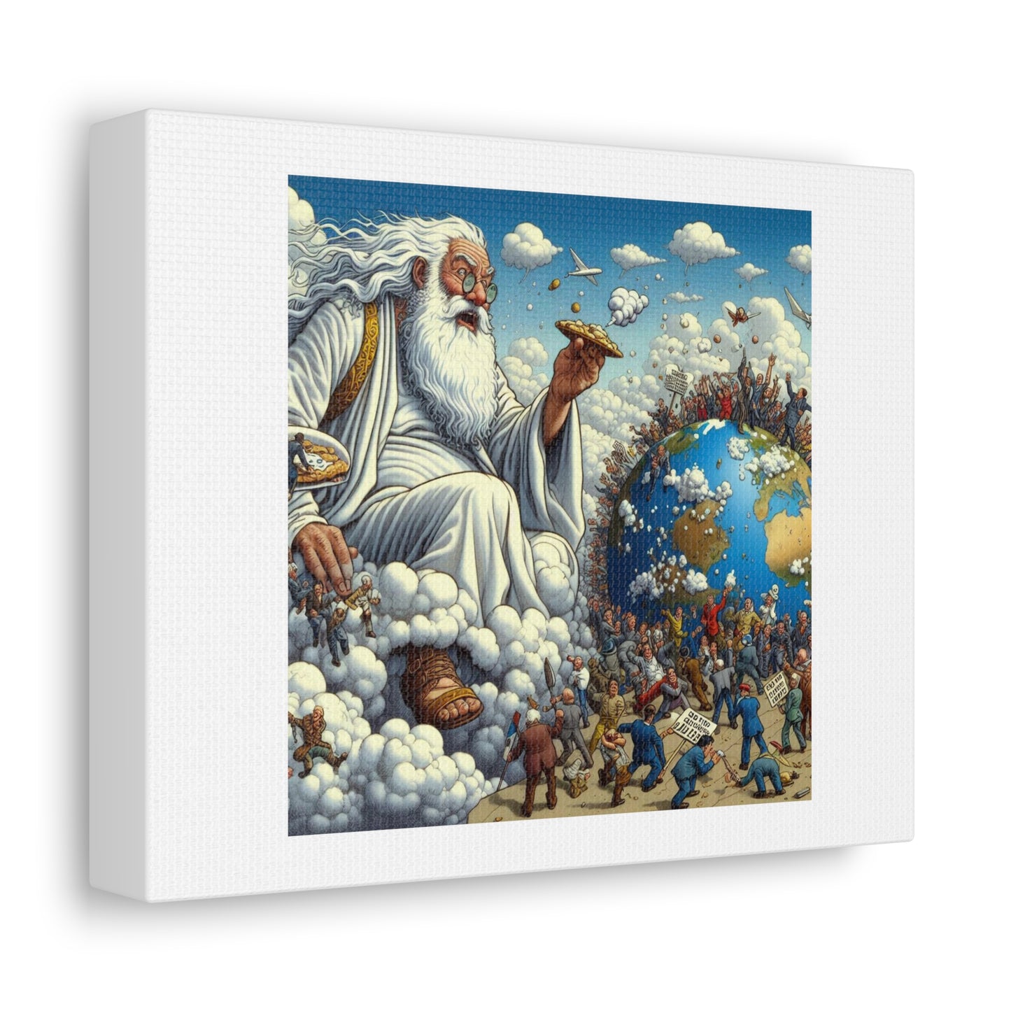 God Looking Down at the State of our Politics III, Art Print 'Designed by AI' on Canvas