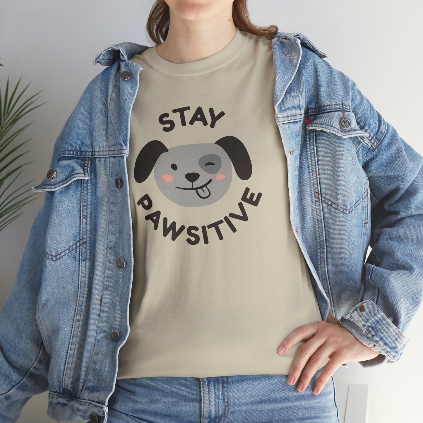 Stay Pawsitive Dog Lover's Cotton T-Shirt