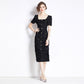 French Hepburn-Style Vintage Tassel Black Dress