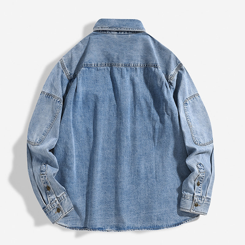 Washed Denim Shirt Coat Men's Loose Overshirt