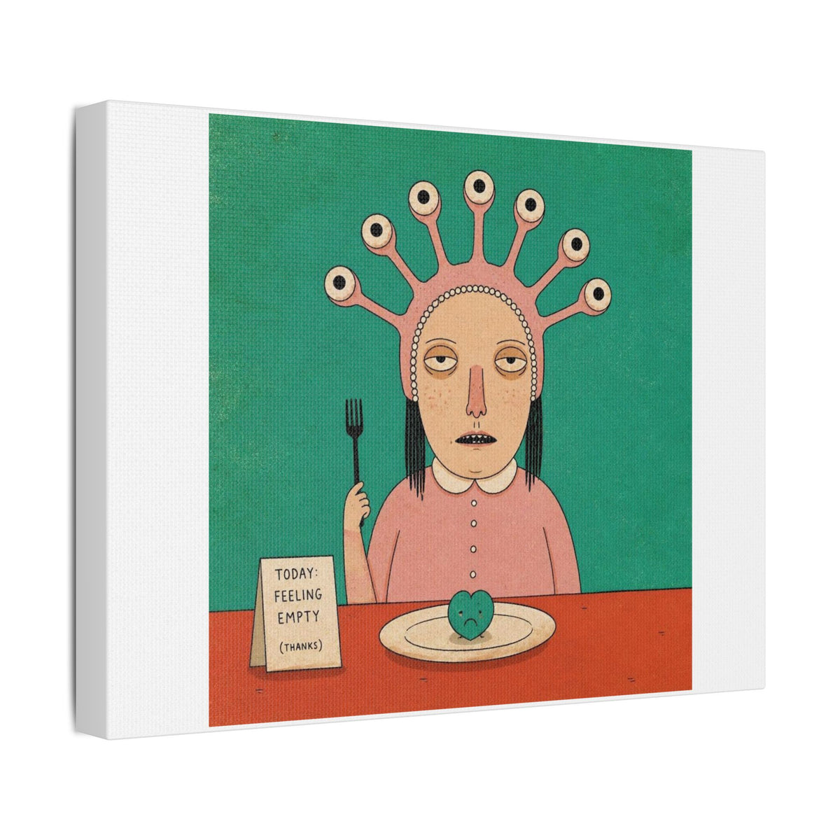 Today Feeling Empty, Cartoon Art Print on Canvas