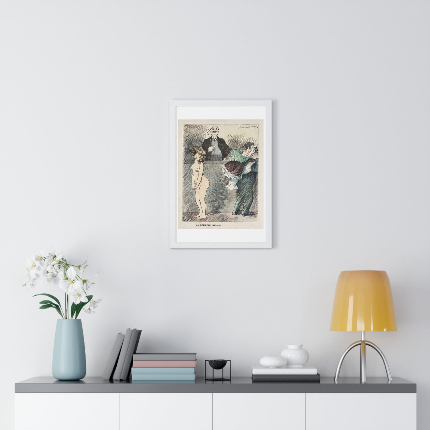 Veilinghouder met een Naakte Vrouw (1905) by Anonymous, from the Original, Framed Art Print
